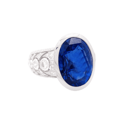 Bague en or blanc, saphir et diamants - Castafiore