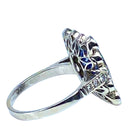 Bague en or blanc, saphir et diamants - Castafiore