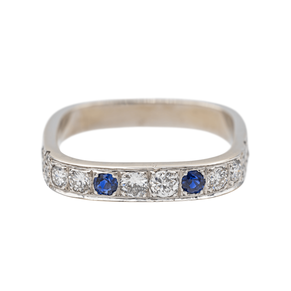 Bague en or blanc, saphir et diamants - Castafiore