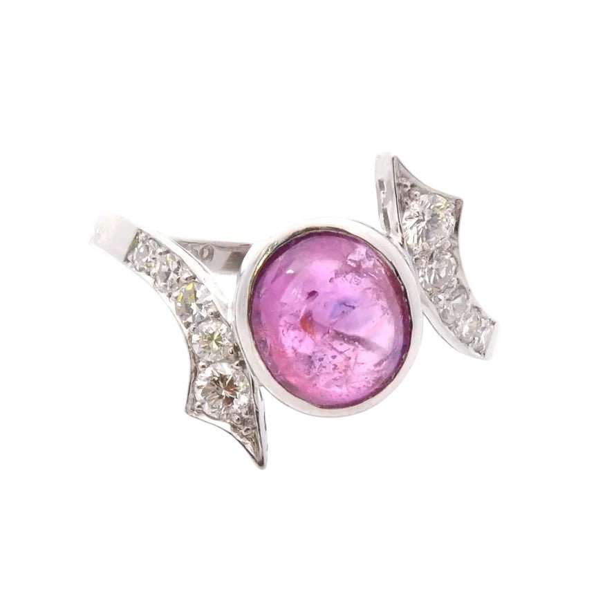 Bague en or blanc, saphir et diamants - Castafiore