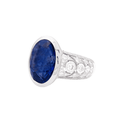 Bague en or blanc, saphir et diamants - Castafiore