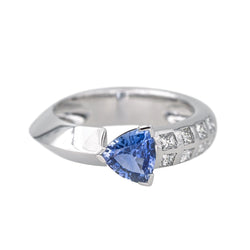 Bague en or blanc, saphir et diamants - Castafiore