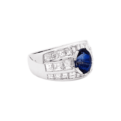 Bague en or blanc, saphir et diamants - Castafiore
