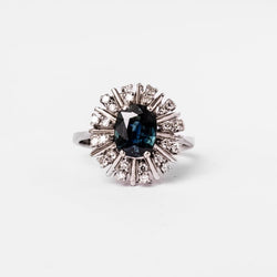 Bague en or blanc, saphir et diamants - Castafiore