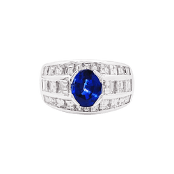 Bague en or blanc, saphir et diamants - Castafiore