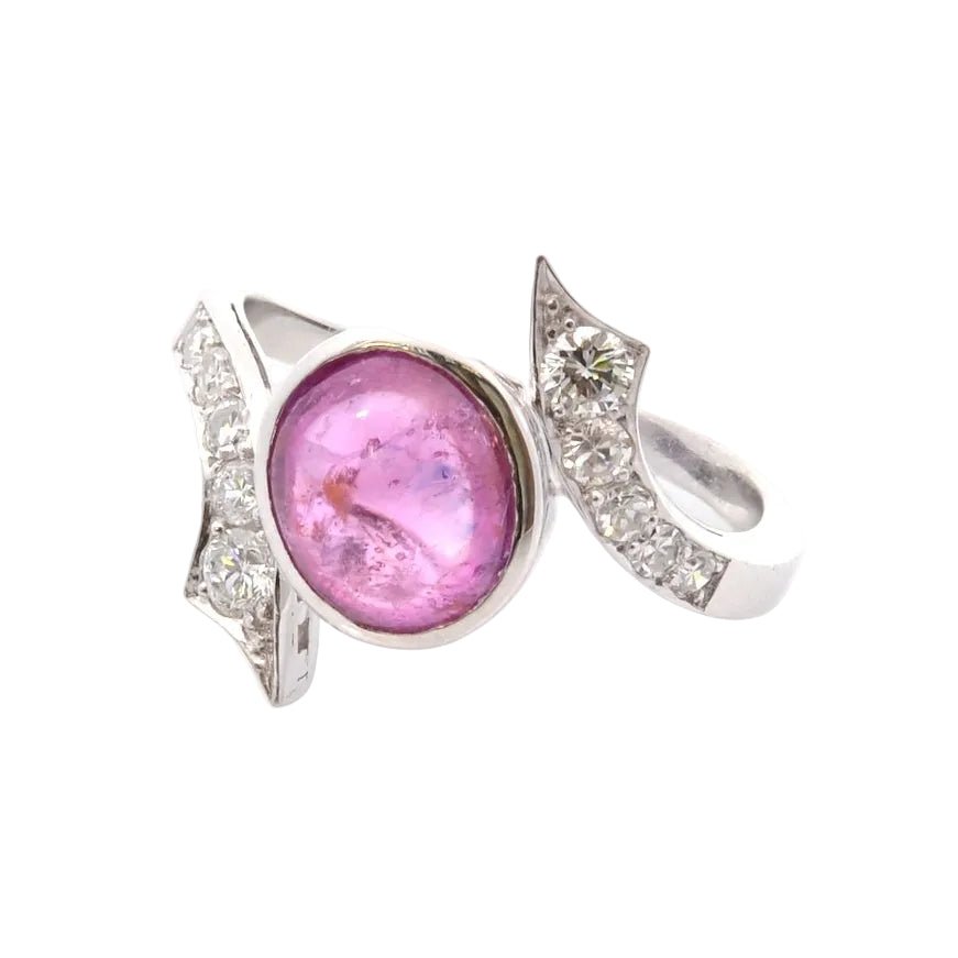 Bague en or blanc, saphir et diamants - Castafiore