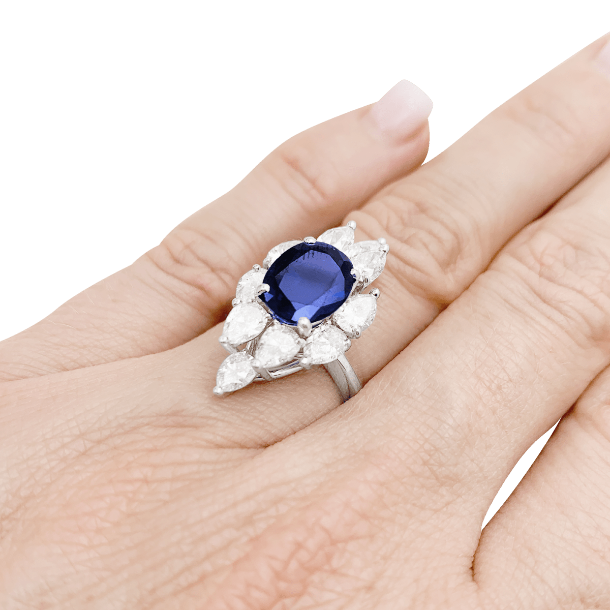 Bague en or blanc, saphir et diamants - Castafiore