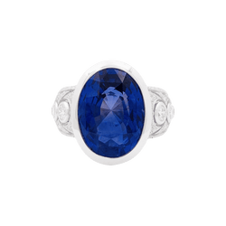 Bague en or blanc, saphir et diamants - Castafiore