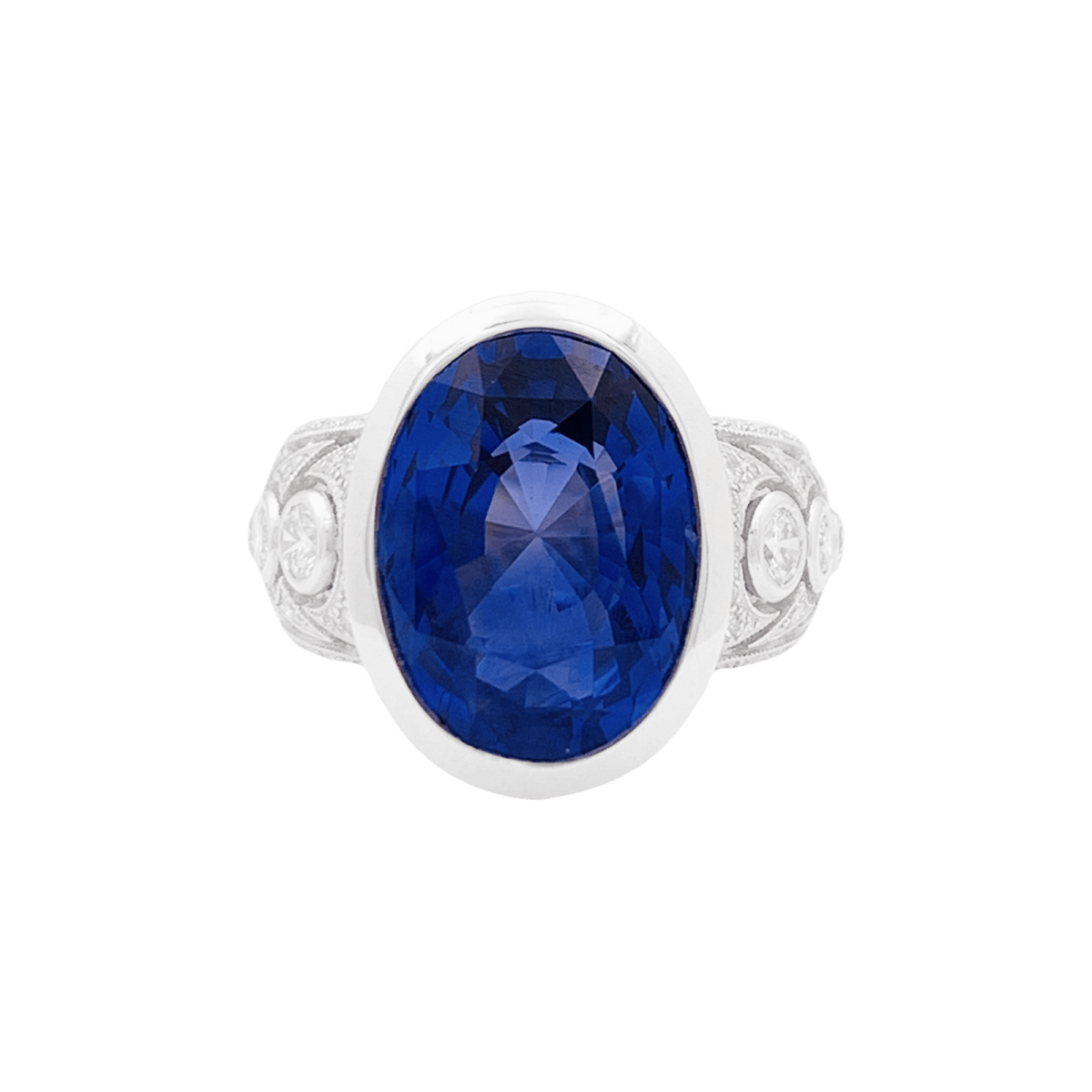 Bague en or blanc, saphir et diamants - Castafiore