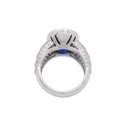 Bague en or blanc, saphir et diamants - Castafiore