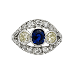 Bague en or blanc, saphir et diamants - Castafiore