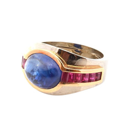 Bague en or blanc, saphir et rubis - Castafiore