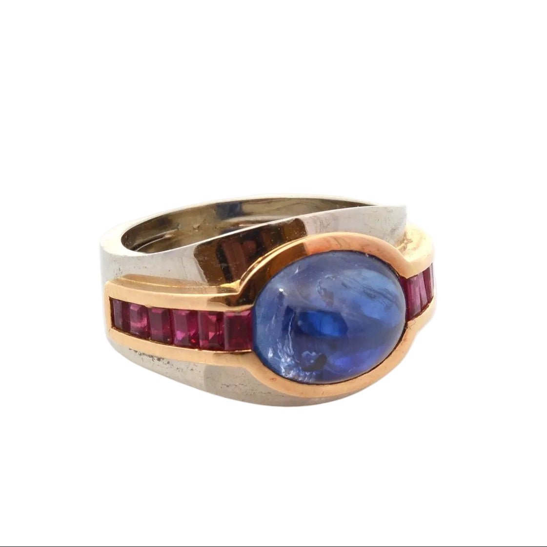 Bague en or blanc, saphir et rubis - Castafiore