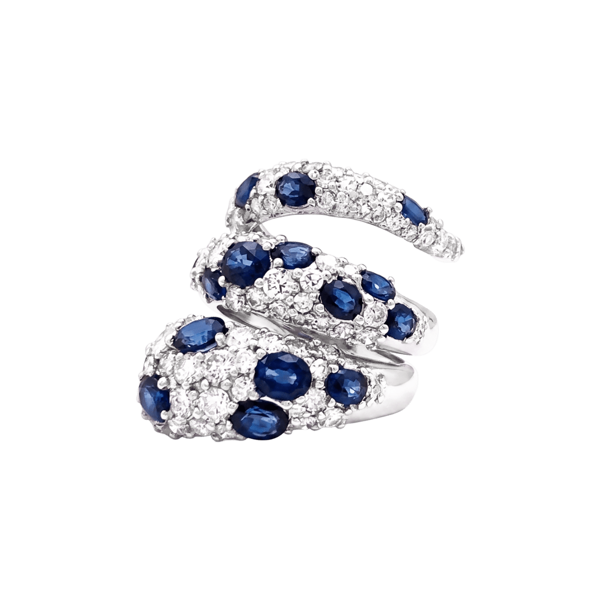 Bague en or blanc, saphirs et diamants - Castafiore