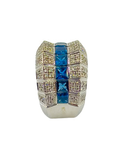 Bague en or blanc, saphirs et diamants - Castafiore