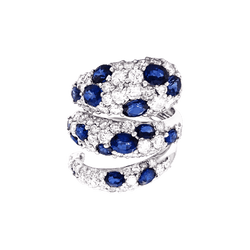 Bague en or blanc, saphirs et diamants - Castafiore
