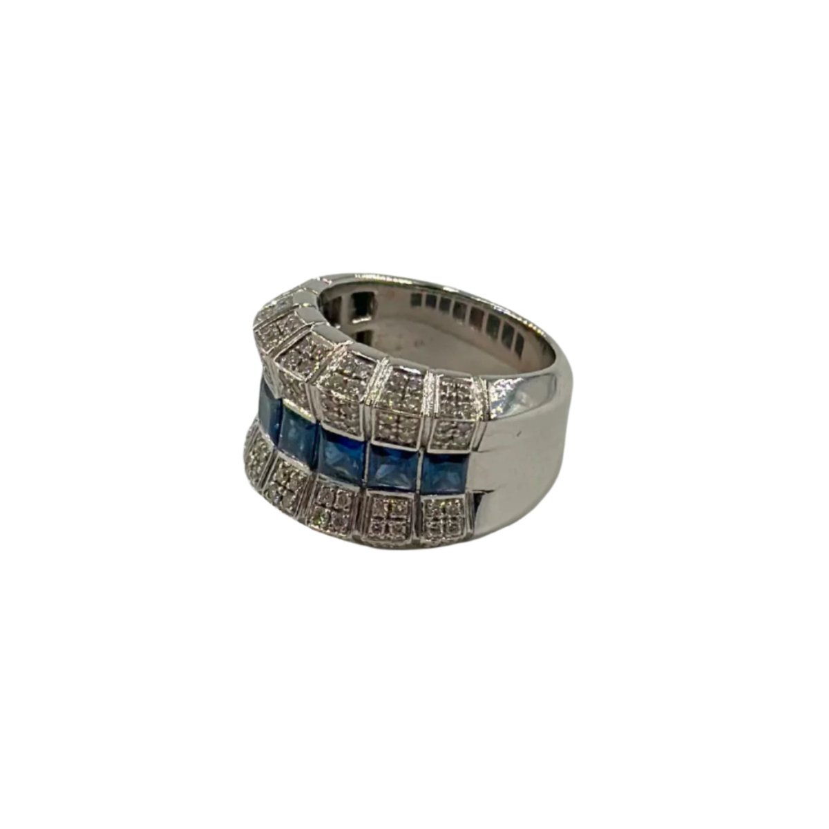 Bague en or blanc, saphirs et diamants - Castafiore