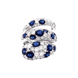 Bague en or blanc, saphirs et diamants - Castafiore