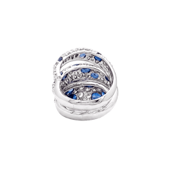 Bague en or blanc, saphirs et diamants - Castafiore