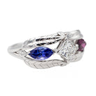 Bague en or blanc, tanzanite, grenat et diamant - Castafiore