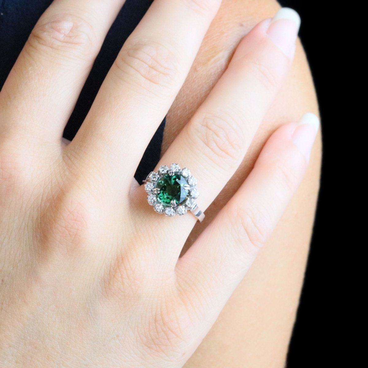 Bague en or blanc, tourmaline et diamants - Castafiore