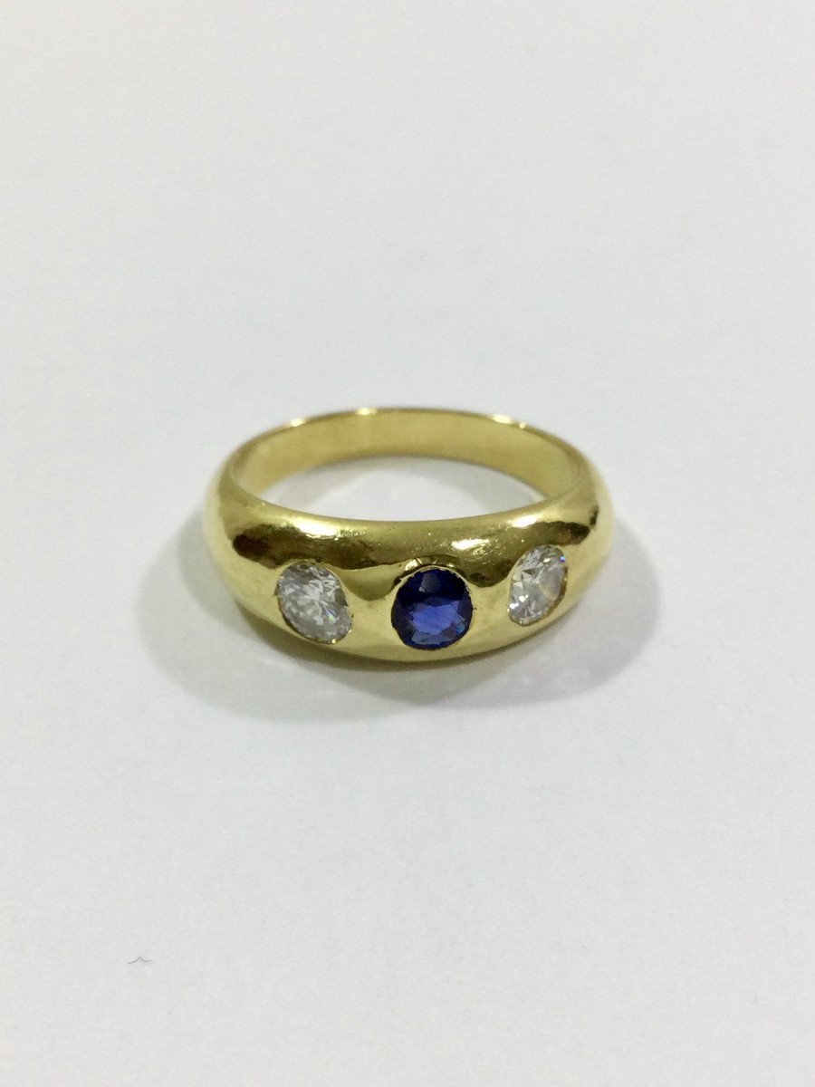 Bague En Or Diamants Et Saphir - Castafiore