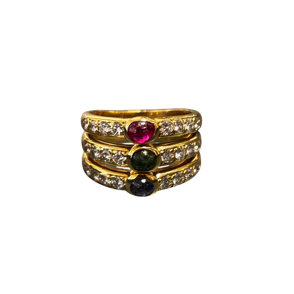 Bague en or diamants rubis saphirs émeraudes - Castafiore