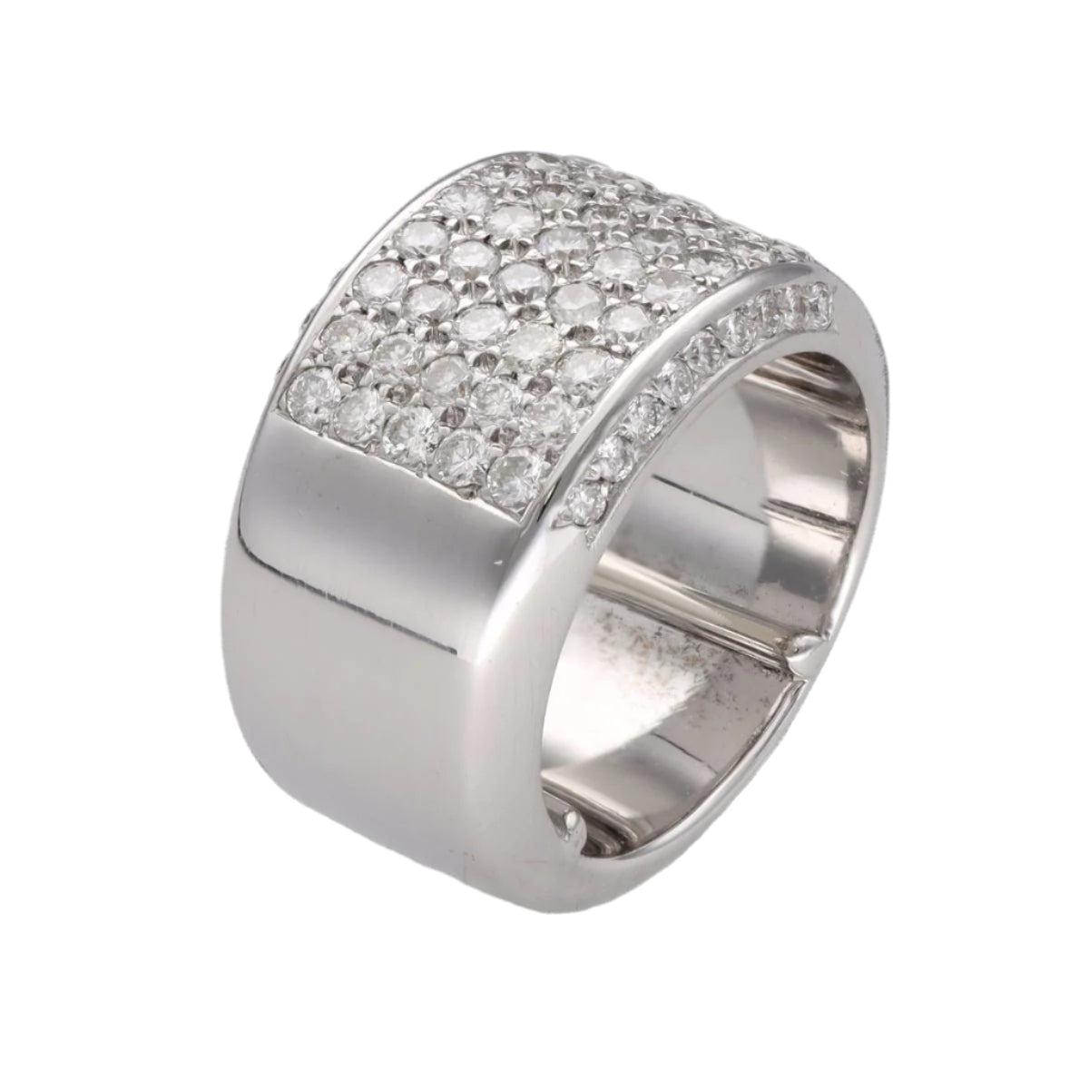 Bague en or gris 18 Cts massif de 37 Grs avec 2,0 Cts de diamants taille brillant G - VS. Taille 55. - Castafiore