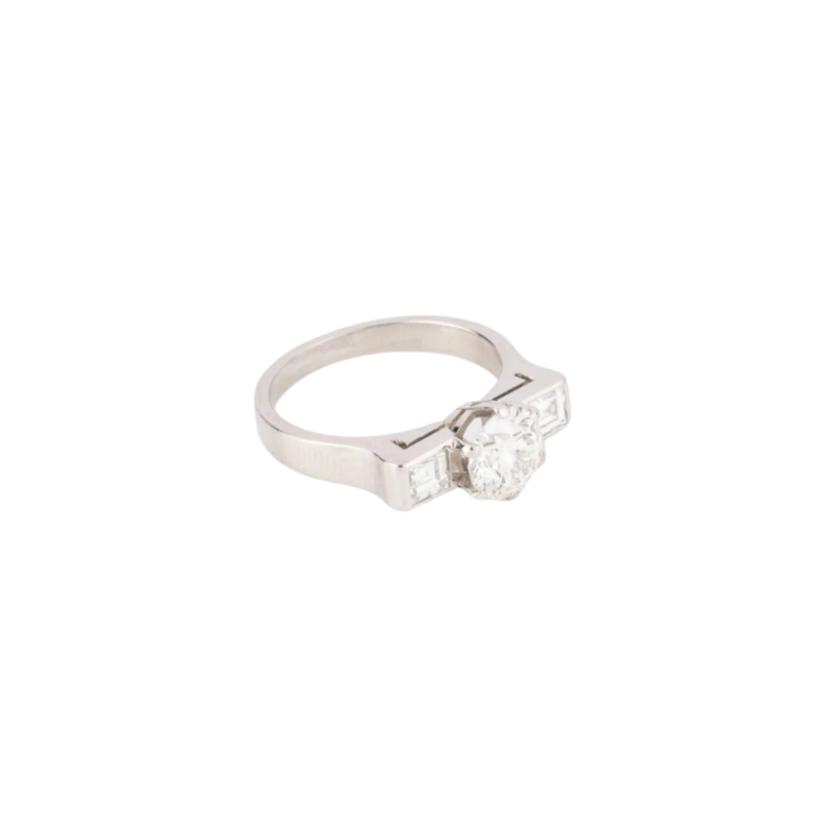 Bague en or gris centrée d’un diamant taille moderne - Castafiore