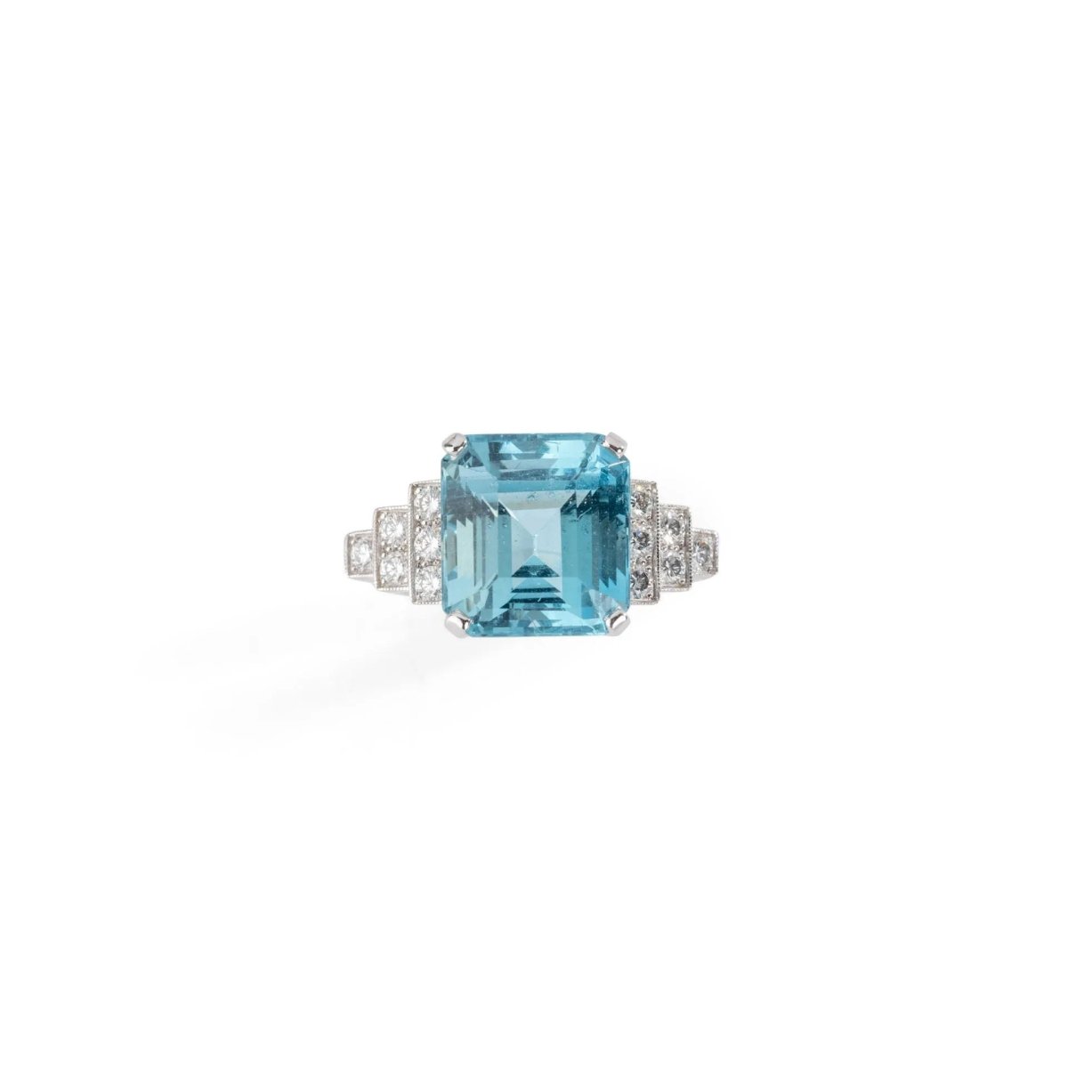 Bague en or gris et aigue - marine - Castafiore