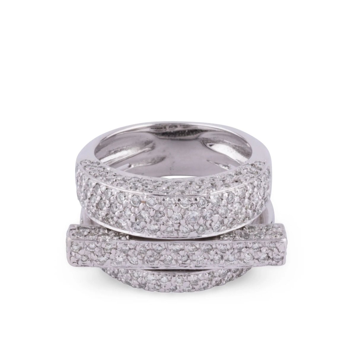 Bague en or gris et diamants asymétrique - Castafiore