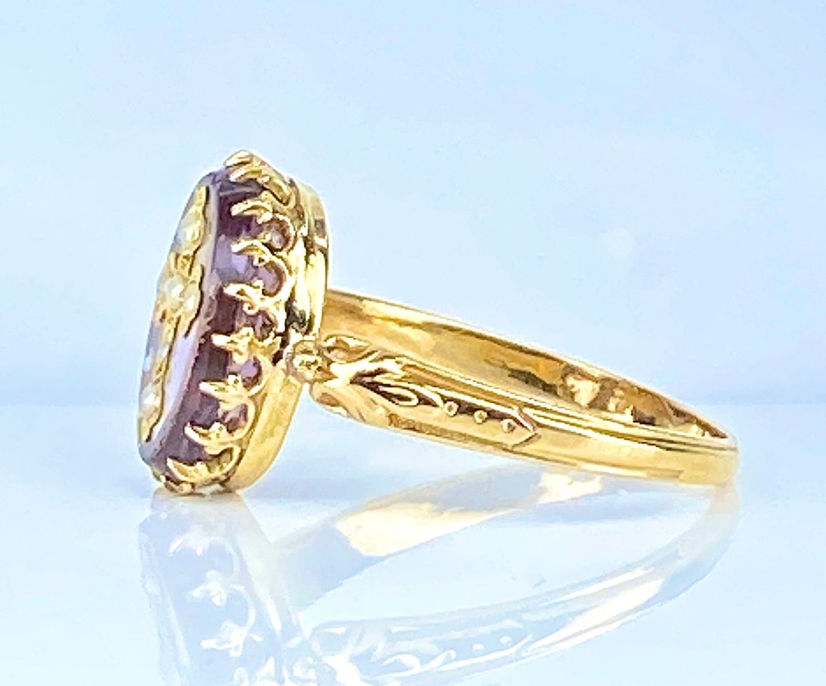 Bague en or jaune 18 carats avec croix en perles fines, vers 1880 - Castafiore