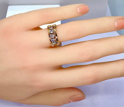 Bague en or jaune 18 carats et 5 diamants - Castafiore