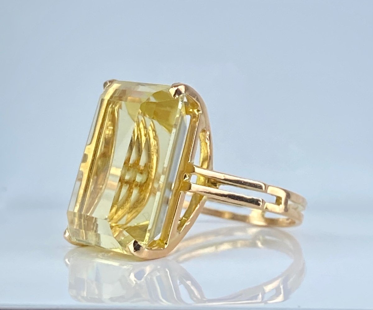 Bague en or jaune 18 carats et citrine 20 carats - Castafiore