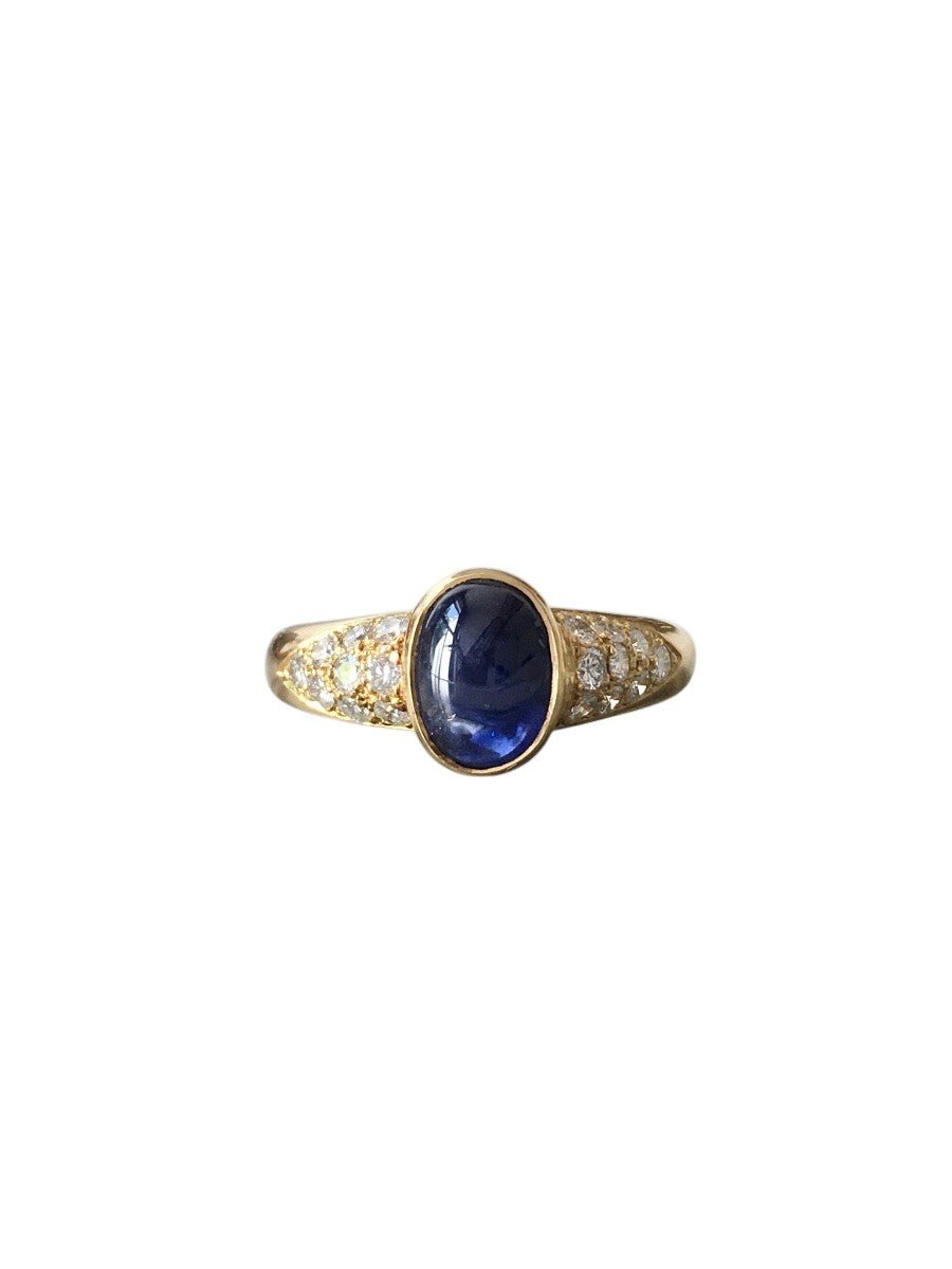 Bague en or jaune 18 carats saphir et diamants - Castafiore