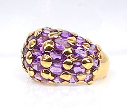 Bague en or jaune 18 carats sertie de 29 améthystes - Castafiore