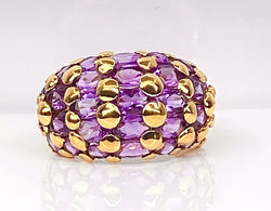 Bague en or jaune 18 carats sertie de 29 améthystes - Castafiore
