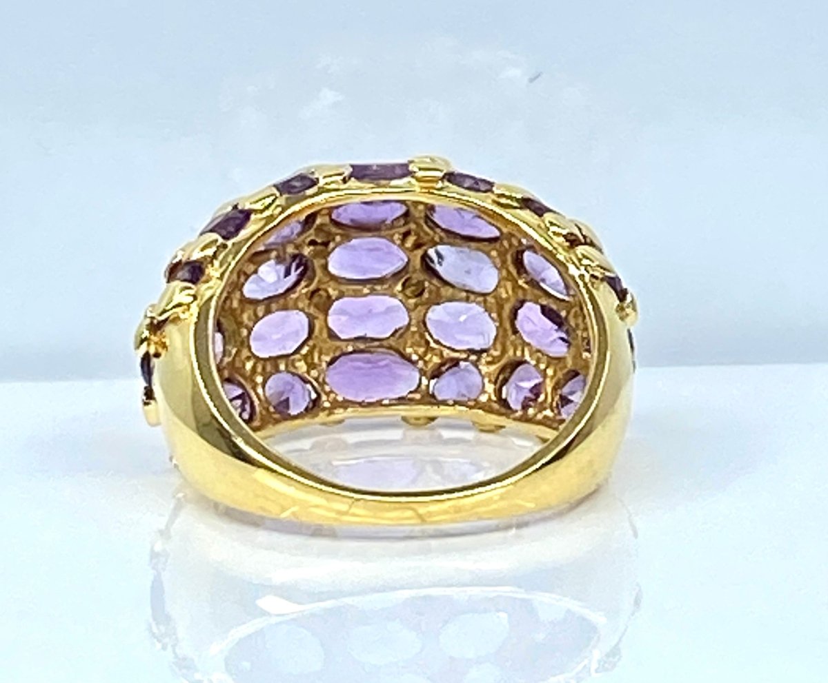 Bague en or jaune 18 carats sertie de 29 améthystes - Castafiore