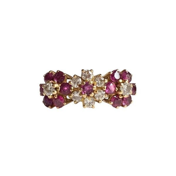 Bague en or jaune 18k composée de 3 fleurs - Castafiore