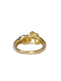 Bague en or jaune 18k représentant l'union de deux panthères - Castafiore