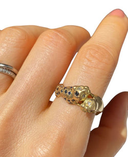 Bague en or jaune 18k représentant l'union de deux panthères - Castafiore