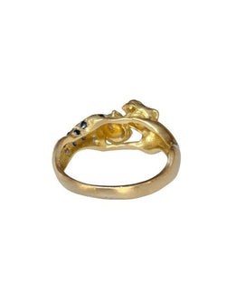Bague en or jaune 18k représentant l'union de deux panthères - Castafiore