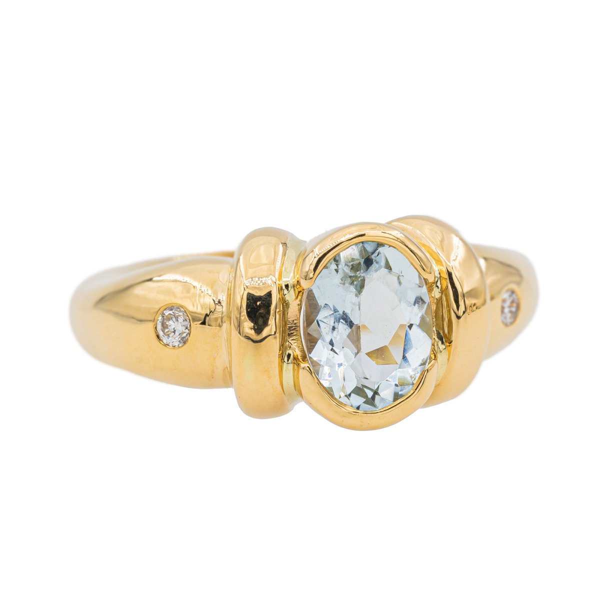 Bague en or jaune, aigue marine et diamants - Castafiore