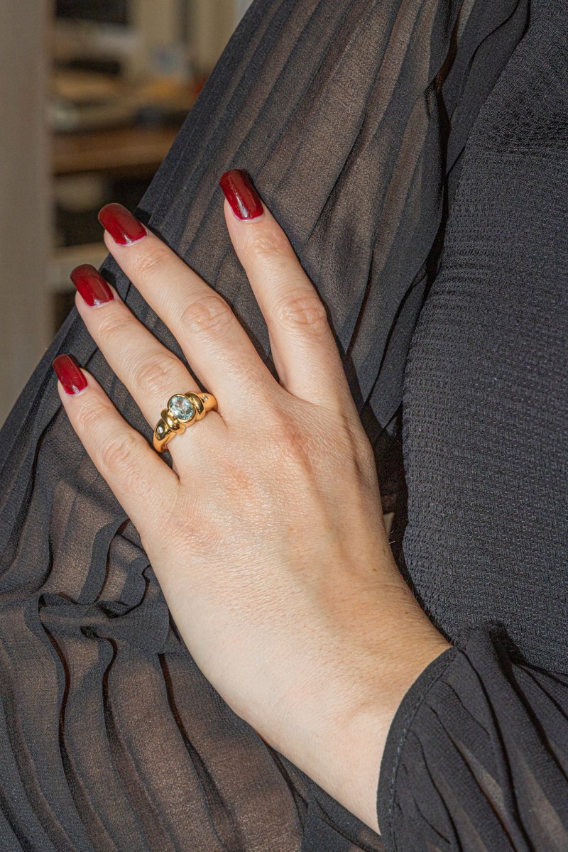 Bague en or jaune, aigue marine et diamants – Castafiore