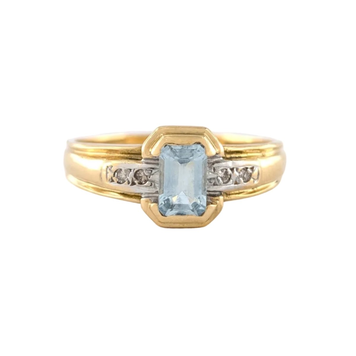 Bague en or jaune, aigue-marine et diamants - Castafiore