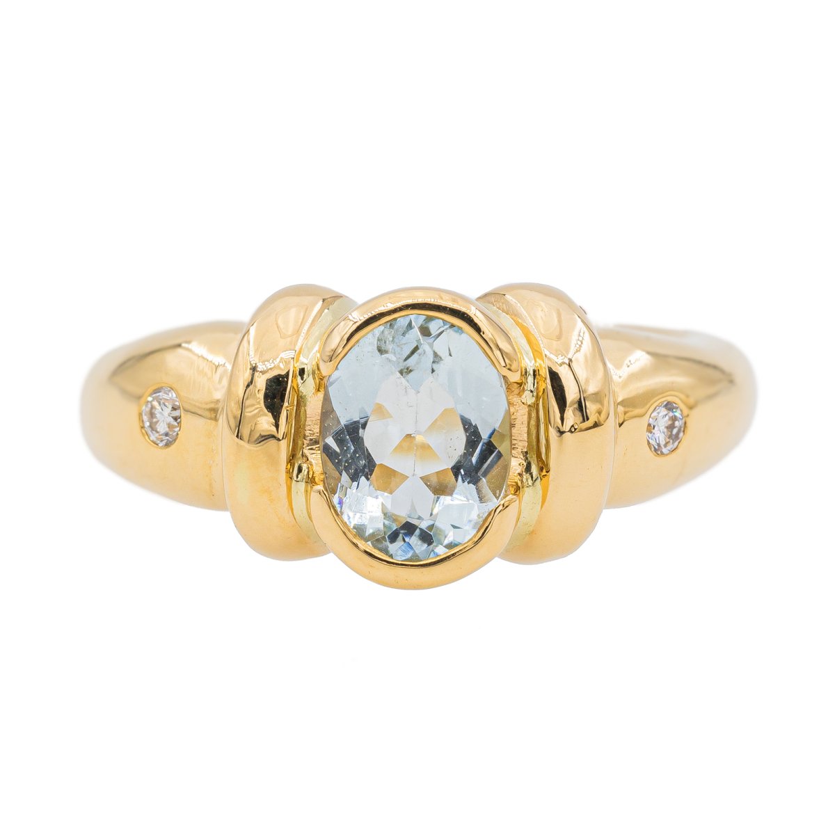 Bague en or jaune, aigue marine et diamants - Castafiore