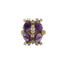 Bague en or jaune, améthystes et diamants - Castafiore
