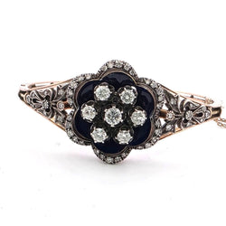 Bague en or jaune, argent, émail et diamants - Castafiore