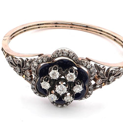 Bague en or jaune, argent, émail et diamants - Castafiore