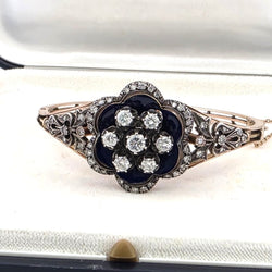 Bague en or jaune, argent, émail et diamants - Castafiore